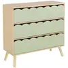 SWEEEK Commode enfant effet bois vert 3 tiroirs. pieds bois de pin - 8...