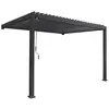 SWEEEK Pergola bioclimatique aluminium anthracite adossée lames orient...