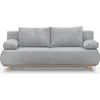 HOMIFAB Canapé convertible 3 places avec coffre de rangement en velours côtelé gris clair- Laria New