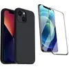 Coque de protection Noir + Verre trempé bords noirs pour iPhone 13 ave...