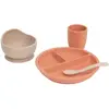 Coffret repas en silicone Terre de sienne-Sable (4 pièces)