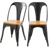 Chaise industrielle - RENDEZ VOUS DECO - Yoanna - Métal noir et bois c...