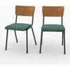 Lot de 2 chaises en bois foncé et velours vert - Nico - Maison Pavane