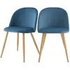 RENDEZ VOUS DECO Chaise Cozy en velours bleu (lot de 2)