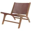 RENDEZ VOUS DECO Fauteuil Kuna en teck et cuir lisse marron