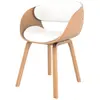 Chaise en bois clair et PU blanc - Adelmar - Rendez-Vous Déco