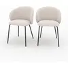 Lot de 2 chaises en tissu beige et pieds en métal noir - Victoria - Re...