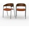 Lot de 2 chaises en velours terracotta et bois de noyer - Esmée - Rend...