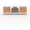 Meuble TV en béton blanc cassé et bois dacacia 145 cm - Fira - Rendez-...