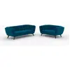 Ensemble canapés en velours bleu 5 places - Mona - Rendez-Vous Déco