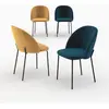 Pack 4 chaises en velours jaune moutarde et bleu foncé - Karl - Rendez...