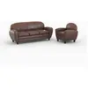 Ensemble canapé et fauteuil marron vieilli 4 places - Club - Rendez-Vo...