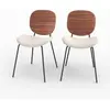Chaise - RENDEZ VOUS DECO - Beige chiné - Tissu - Bois massif - Lot de 2