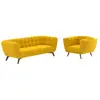 Ensemble canapé et fauteuil en velours jaune 4 places - Mona - Rendez-...