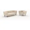 Ensemble canapé et fauteuil en velours beige 4 places - Mona - Rendez-...