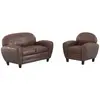 Ensemble canapé et fauteuil marron 3 places - Club - Club - Rendez-Vou...