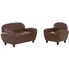 Ensemble canapé et fauteuil marron foncé 3 places - Club - Club - Rend...