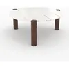 Table basse ronde en marbre et bois de manguier D86 cm - Pauline - Ren...