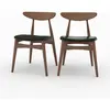 Lot de 2 chaises en cuir synthétique noir et bois dhévéa - Josette - R...