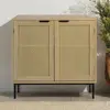 BOX AND BEYOND Buffet en bois et portes cannage - 1 étagère - Naturel - 80x35x75,5cm - FSC 100%