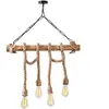 Concept-Usine LOANE - Suspension rustique filaire 4 lampes cordes et bois