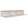 Concept-Usine Meuble Tv Suspendu Avec Placards 150cm Blanc Et Bois Hal