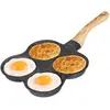 Poêle à Pancakes, Poêle à Crêpes 4 trous Poêle antiadhésive Poêle à Om...