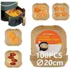CULINAX Accessoire Friteuse sans Huile 100 Pièces, Papier Cuisson pour Friteuse à Air, Papier Sulfurisé en Feuilles pour Airfryer, A82