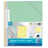 Set de 5 chemises à élastique Oxford A4 Pastel