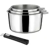 Malice - Série de 3 casseroles 16/18/20cm inox avec poignée noire