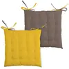 STOF Galette de Chaise Duo Coton Lovely Casa - Coussin Moutarde et Taupe 40 x 40 cm - 16 Points Coton - Intérieur - Épaisseur 5 cm - Rembourrage Épais et Matelassé - Confortable et Élégant