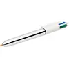 Stylo à bille Bic Shine 4 couleurs Argent et Blanc
