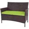 DÉCOSHOP26 Banc de jardin banquette en polyrotin marron chiné avec coussin vert MDJ04137