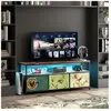 Meuble TV - DREAMMESPACE - 137x30x57cm - 3 tiroirs en tissu PU - LED m...