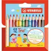 STABILO Trio court - Pochette de 12 crayons de couleur