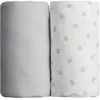 BABYCALIN Lot de 2 draps housse étoiles grises