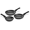 Pradel Excellence - PCUI001032 - Lot de 3 Poêles en Fonte d'Aluminium Premium Ø20,24,28cm - Revêtement Anti-Adhésif Façon Pierre - Manches Amovibles - Tout Feu, Noir