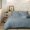 Parure de lit 220x240 cm - Percale de coton - Bleu azur