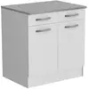 OSLO Meuble Bas 2 portes + 2 tiroirs + plan - Blanc - L 80 x P 60 x H ...