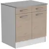 OSLO Meuble Bas 2 portes 2 tiroirs + plan - Décor Chêne Jackson - L 80...