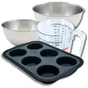 Bakset van Zenker met 6 siliconen muffinvormpjes, 2 mengkommen, maatbe...