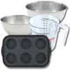 Deegset met 6 taartvormpjes (28 x 18 cm) van siliconen, 2 mengkommen, ...