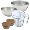 Zenker bakset met 40 papieren muffinvormpjes, 2 mengkommen, maatbeker ...