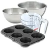 Zenker bakset met 6 muffinvormpjes (28 cm), 2 mengkommen, maatbeker en...