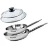 Set de 2 poêles 20 et 24 cm en inox et 2 couvercles en verre Fackelman...