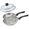 Set 2 poêles 20 et 24 cm en inox et couvercles verres Fackelmann Genev...