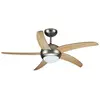 V-TAC Ventilateurs De Plafond avec Lampe Intégrée (télécommande), 2 x E27 Ampoules 60W 5 Pales 3 Vitesses, Ventilateur Plafond avec Lumiere pour Salon, Chambre, Bureau, Salle À Manger (Finition Bois)