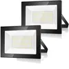 BLEOSAN 2PCs 50W Projecteur LED Exterieur 5000LM 6500K Spot LED Extérieur IP66 Blanc Froid Pour Patio, Garage, Jardin, Terrasse, Usine