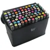 Génération 5 Lot de 80 Feutres Marqueur Huile-alcool Double 1mm-6mm 80 Couleurs Graphique noir + Sac de Crayon