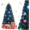 COSTWAY Sapin de Noël Artificiel LED Lumineux 150CM Fibre Optique Coul...
